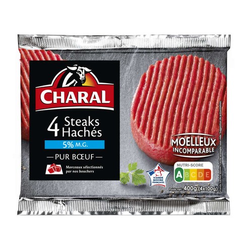 Charal Steak haché De Bœuf 5% de Mg 4x100g