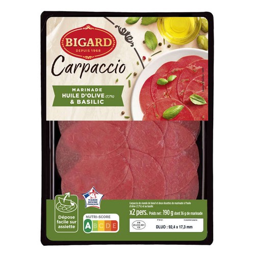 Bigard Carpaccio De Bœuf Olive Basilic 190g