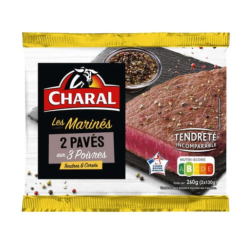 Charal Les Marinés Pave de Bœuf Tendre & Corsés aux 3 Poivres 2x130g