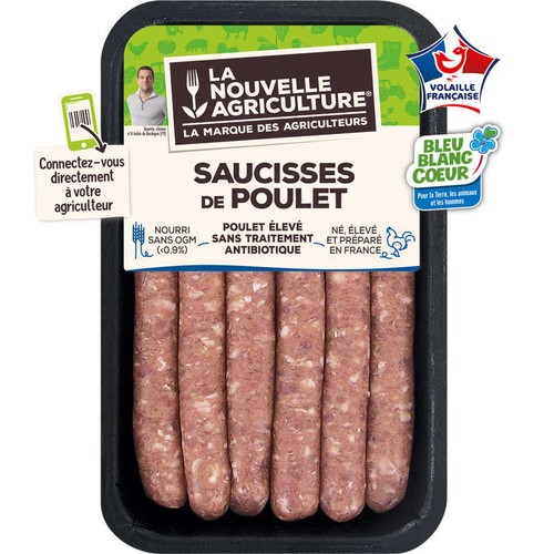 La Nouvelle Agriculture Saucisses de poulet x6 300g