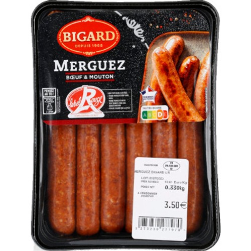 Bigard Merguez Boeuf Et Mouton X6 330G