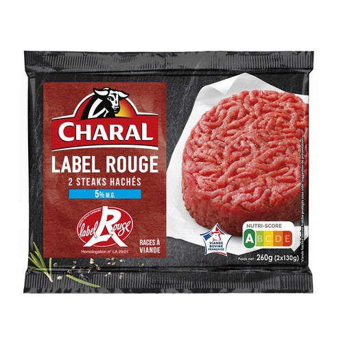Charal Steak haché Label Rouge 5% de Mg 2x130g