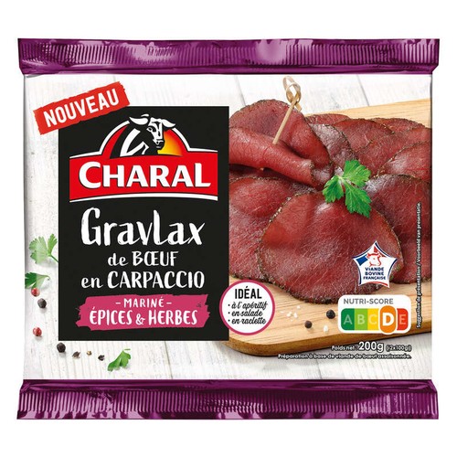 Charal Gravlax de Bœuf en carpaccio Mariné épices & Herbes 200g