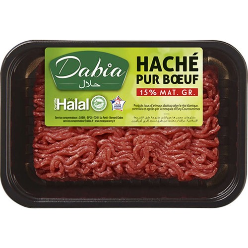 Dabia Halal Haché Pur Boeuf m.g 15% - 650g