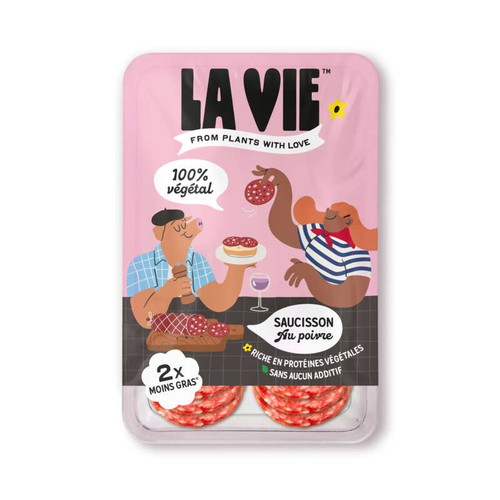 La vie Tranches de saucisson au poivre 100% végétal 70g