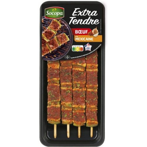Socopa Extra Tendre Brochettes de Bœuf Tex Mex x4- 340g