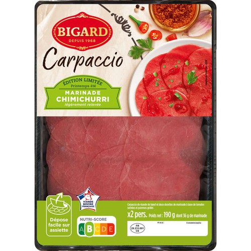 Bigard Carpaccio de Bœuf Marinade Chimichurri 190g