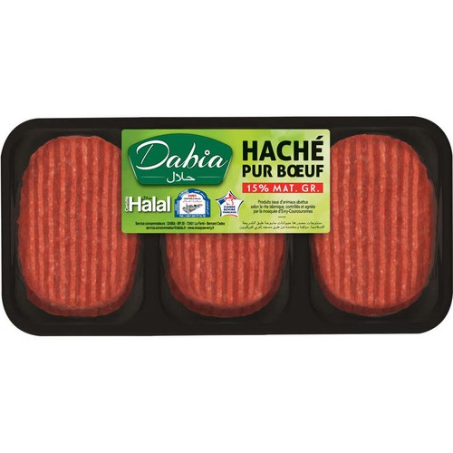 Dabia Steak haché Halal 15% de Mg 6x100g