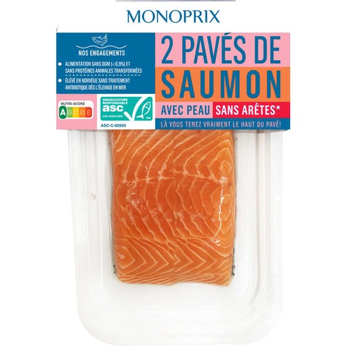 Monoprix 2 Pavés de saumon avec peau sans arêtes 240g