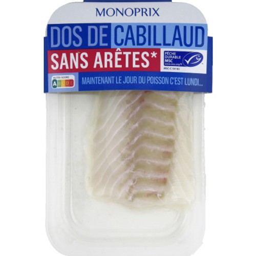 Monoprix Dos de cabillaud sans arête MSC 200g