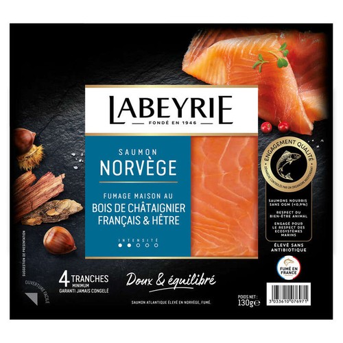 Labeyrie Saumon Atlantique de Norvège 4 tranches 130g