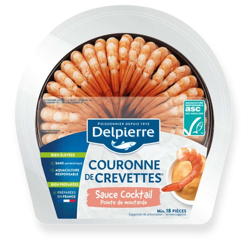 Delpierre Couronne de queues de crevettes ASC sauce cocktail 130G