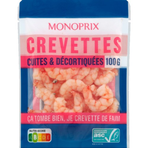 Monoprix Crevettes Cuites & Décortiquées ASC 100g