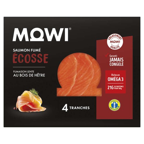 Mowi Saumon Fumé d'Ecosse Prestige x4 Cœurs de Tranches 120g