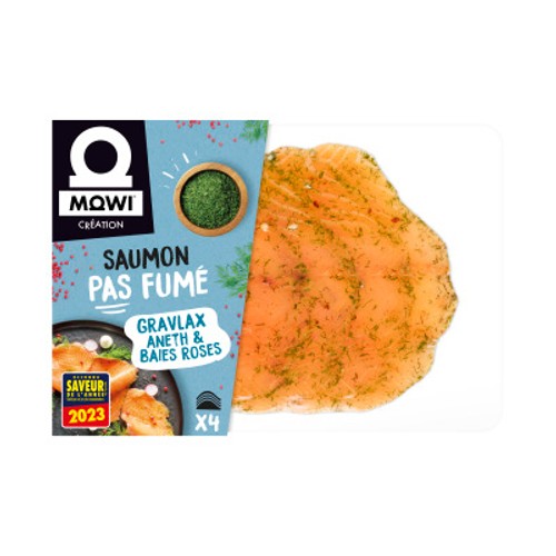 Mowi Saumon pas fumé Gravlax Aneth & Baies roses 4 tranches 100g