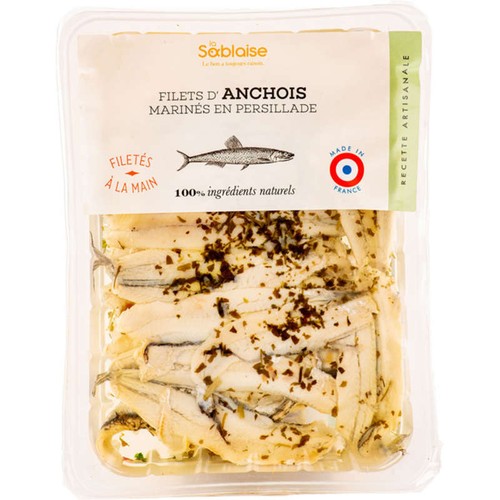 La Sablaise Filets d'Anchois marinés en persillade filetés à la main 140g