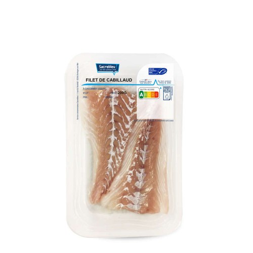 Sacrebleu Barquette de Filet de Cabillaud Sans Peau Sans Arête MSC 200G