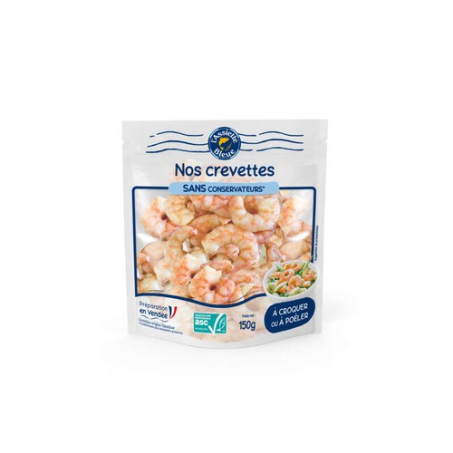 Assiette Bleue Crevettes Nature ASC 150g
