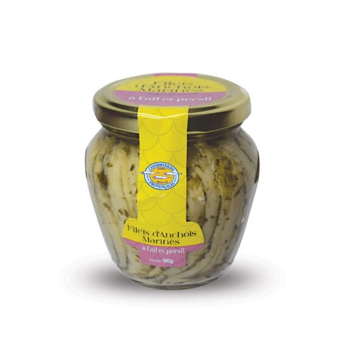 Conserveries Provençales Anchois Marines à l'Ail pot 180 g