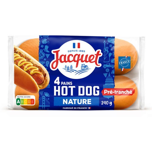 Jacquet Pains spéciaux pour hot dogs 240g
