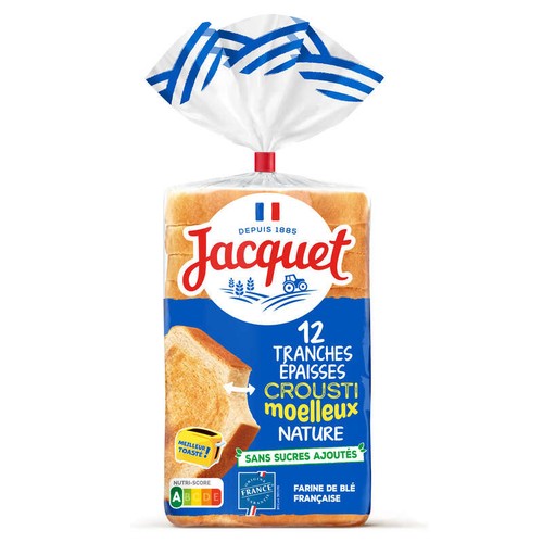 Jacquet Pain de Mie Crousti Moelleux Nature Sans Sucres Ajoutés 730g