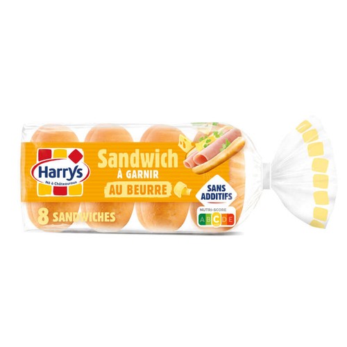 Harrys Pain sandwich au Beurre sans additifs x8 360g