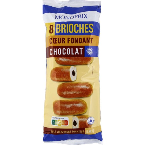 Monoprix 8 Brioches cœur fondant chocolat