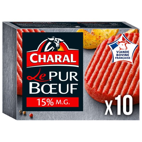 Charal Steak haché Le pur Bœuf 15% de Mg 10x100g