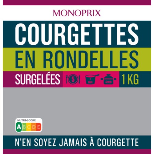 Monoprix Courgettes en rondelles surgelées 1kg