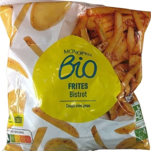 Monoprix Bio Frites Bistrot Coupé avec Peau sachet 450g