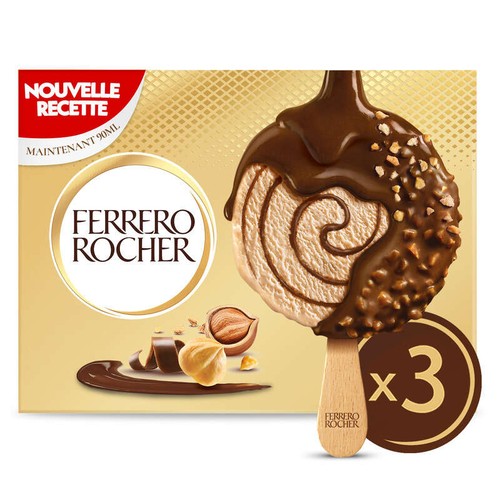 Ferrero Rocher Glace bâtonnet Chocolat au Lait Noisettes x3