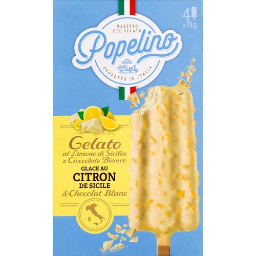 Popelino Glace au Citron de Sicile & Chocolat Blanc 4x78g