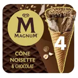 Magnum Glace Cône Noisette & Chocolat x4 260g