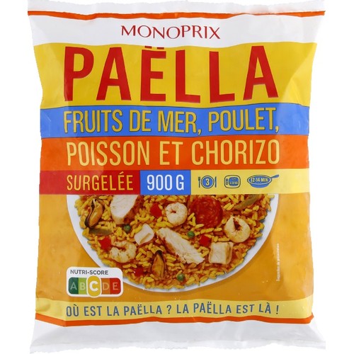 Monoprix Paella fruits de mer poulet & chorizo 900g