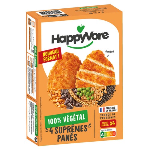 Happyvore Suprêmes Panés 100% Végétal *4 Format Familial 360g
