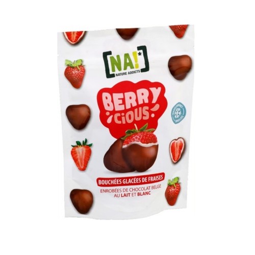 [NA !*] Fraises enrobées chocolat blanc et lait surgelées 100g