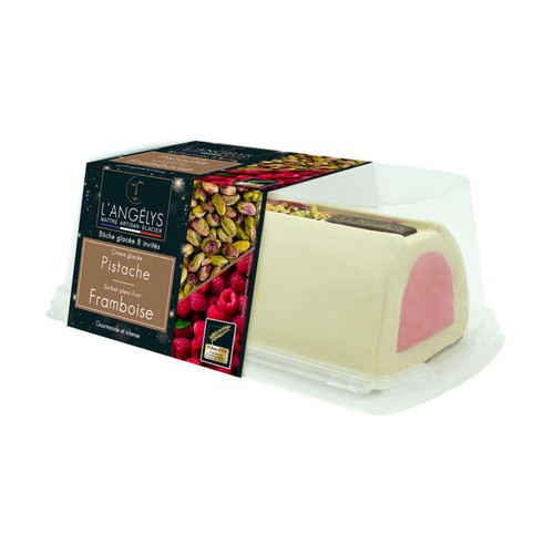 L'Angelys Bûche glacée pistache et sorbet framboise 500g
