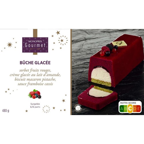Monoprix Gourmet Bûche glacée sorbet fruits rouges 480g