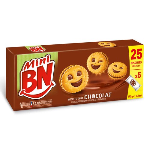 Mini BN Biscuits fourrés goût chocolat 175g
