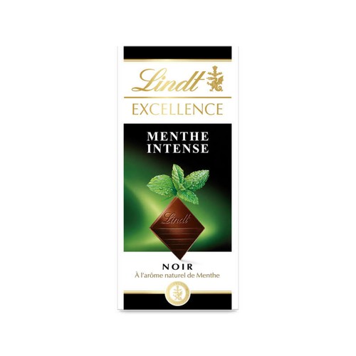 Lindt Excellence Tablette Chocolat Noir Menthe Intense 100g