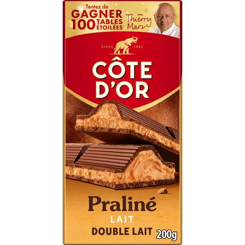 Côte D'Or Tablette Chocolat Au Lait Praliné Double Lait 200g