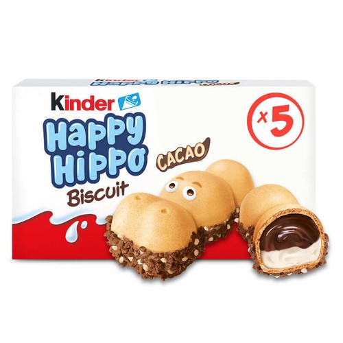Kinder Happy Hippo Biscuits et cacao 5 sachets fraîcheur 105g