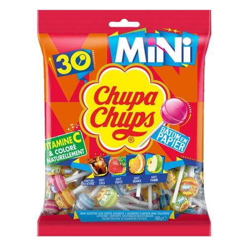 Chupa Chups Mini Sucette Sachet De 30 Goûts Assortis 180g