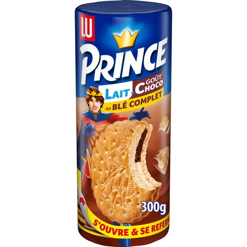 Lu Prince Biscuits fourrés au Chocolat Lait Blé Complet 300g
