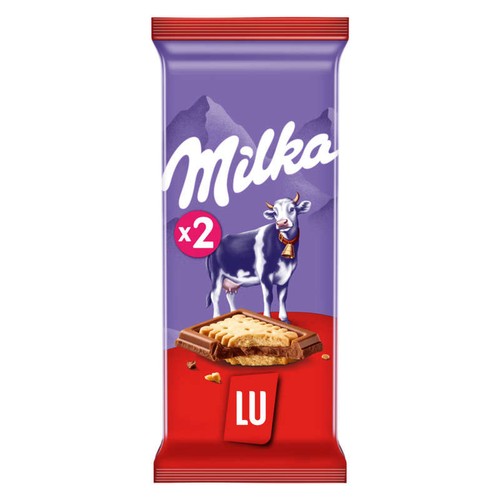 Milka Lu Tablette chocolat au lait et biscuit 2x87g