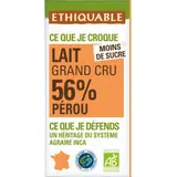 Ethiquable Tablette de chocolat au Lait Pérou 56% Bio 100g