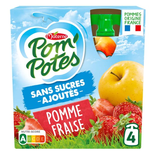 Pom'Potes Compote Pomme Fraise 4x90g