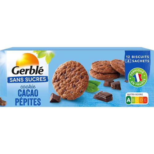 Gerblé Cookie  Cacao Pépites Sans Sucres Ajoutés  130g
