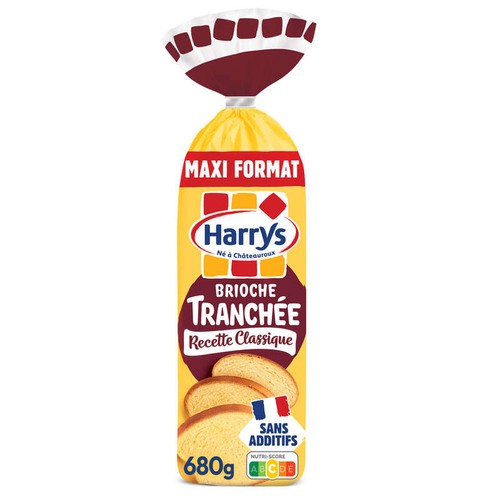 Harrys Brioche tranchée recette classique nature sans additifs maxi 680g