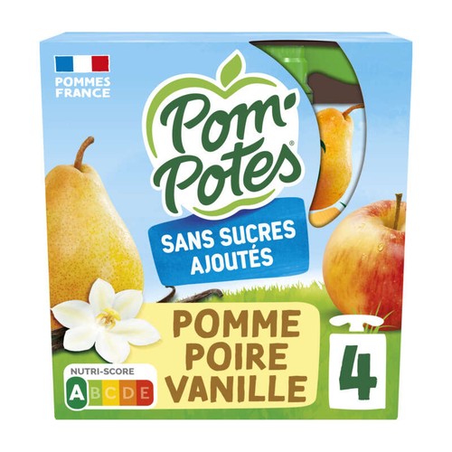 Pom'Potes Compote Pommes, Poires, Vanille 4x90g